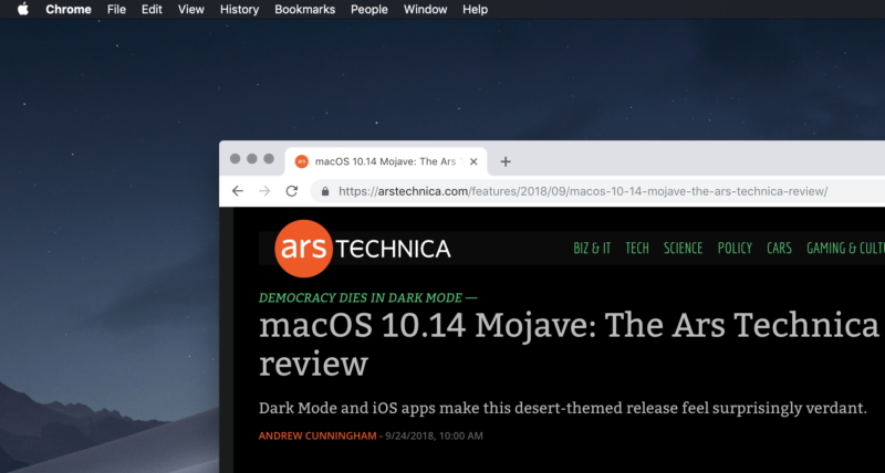 macOS Mojave的黑暗模式即將推向谷歌Chrome
