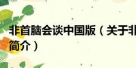 非首腦會談中國版(關(guān)于非首腦會談中國版的簡介)