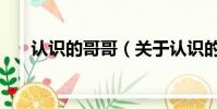 認識的哥哥(關(guān)于認識的哥哥的簡介)