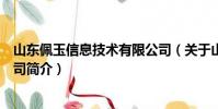 山東佩玉信息技術(shù)有限公司(關(guān)于山東佩玉信息技術(shù)有限公司簡介)