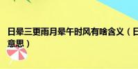 日暈三更雨月暈午時(shí)風(fēng)有啥含義(日暈三更雨 月暈午時(shí)風(fēng)的意思)