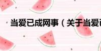 當(dāng)愛(ài)已成網(wǎng)事(關(guān)于當(dāng)愛(ài)已成網(wǎng)事介紹)