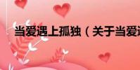 當(dāng)愛(ài)遇上孤獨(dú)(關(guān)于當(dāng)愛(ài)遇上孤獨(dú)介紹)