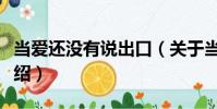 當(dāng)愛(ài)還沒(méi)有說(shuō)出口(關(guān)于當(dāng)愛(ài)還沒(méi)有說(shuō)出口介紹)