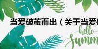 當(dāng)愛(ài)破繭而出(關(guān)于當(dāng)愛(ài)破繭而出介紹)