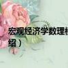 宏觀經(jīng)濟(jì)學(xué)數(shù)理模型基礎(chǔ)（關(guān)于宏觀經(jīng)濟(jì)學(xué)數(shù)理模型基礎(chǔ)介紹）