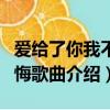 愛(ài)給了你我不后悔是什么歌（愛(ài)給了你我不后悔歌曲介紹）