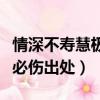 情深不壽慧極傷人是什么意思（情深不壽慧極必傷出處）