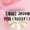 【港股】2024年10月15日上市公司名稱（長城汽車）股票代碼（02333）實時行情