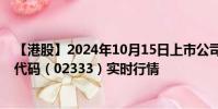 【港股】2024年10月15日上市公司名稱(長城汽車)股票代碼(02333)實時行情