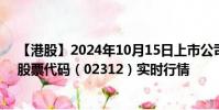 【港股】2024年10月15日上市公司名稱(中國金融租賃)股票代碼(02312)實(shí)時(shí)行情