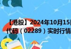 【港股】2024年10月15日上市公司名稱(chēng)（創(chuàng)美藥業(yè)）股票代碼（02289）實(shí)時(shí)行情