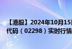 【港股】2024年10月15日上市公司名稱(chēng)（都市麗人）股票代碼（02298）實(shí)時(shí)行情