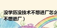 沒學(xué)歷沒技術(shù)不想進(jìn)廠怎么辦(沒學(xué)歷沒技術(shù)不想進(jìn)廠)