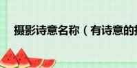 攝影詩(shī)意名稱(有詩(shī)意的攝影作品名字)