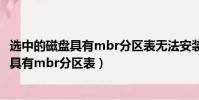 選中的磁盤具有mbr分區(qū)表無法安裝系統(tǒng) 貼吧(選中的磁盤具有mbr分區(qū)表)